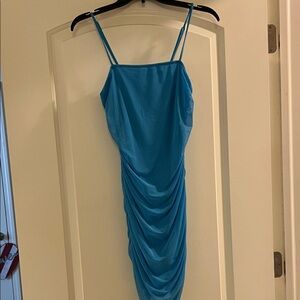 Elegant Blue Draped Dress